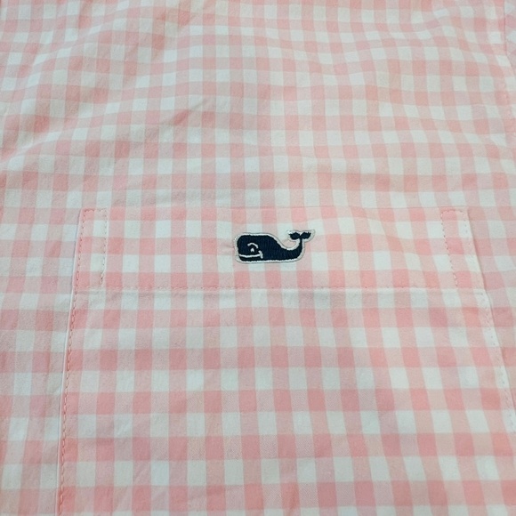 NWOT Vineyard Vine OTG Performance M Long Sleeve Shirt Gingham Pink White - Picture 3 of 7